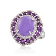 Lavender Jade and 1.00 ct. t.w. Amethyst Ring with .50 ct. t.w. White Topaz in Sterling Silver