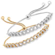 1.00 ct. t.w. Diamond Jewelry Set: Two Chain-Link Bolo Bracelets in Sterling Silver and 18kt Gold Over Sterling