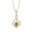 C. 1990 Vintage .20 Carat Emerald Pendant Necklace with Diamond Accents in 14kt Yellow Gold