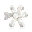 18-22mm Cultured Keshi Pearl Flower Pin with 6.25 ct. t.w. White Topaz