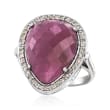 13.00 Carat Pink Sapphire and .37 ct. t.w. Champagne Diamond Ring in Sterling Silver