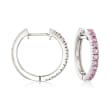 1.10 ct. t.w. Pink Sapphire Hoop Earrings in Sterling Silver