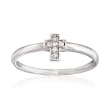 C. 1990 Vintage 14kt White Gold Cross Ring with Diamond Accents
