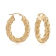Italian 18kt Yellow Gold Twist Hoop Earrings