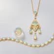 Opal and .50 ct. t.w. Diamond Chandelier Pendant in 14kt Yellow Gold