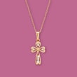 Child's .18 ct. t.w. CZ Cross Pendant Necklace in 14kt Yellow Gold