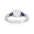 Gabriel Designs .52 ct. t.w. Sapphire and .10 ct. t.w. Diamond Engagement Ring Setting in 14kt White Gold