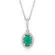 .40 Carat Emerald and .12 ct. t.w. Diamond Pendant Necklace in 14kt White Gold