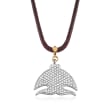 C. 2000 Vintage Pasquale Bruni &quot;Le Monde&quot; .70 ct. t.w. Diamond Necklace in 18kt Two-Tone Gold with Leather Cord