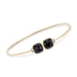 Black Onyx Cuff Bracelet with Diamond Accents in 14kt Yellow Gold