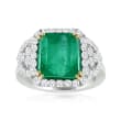 4.30 Carat Emerald and .60 ct. t.w. Diamond Ring in 18kt White Gold