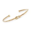Phillip Gavriel &quot;Italian Cable&quot; 14kt Yellow Gold Cuff Bracelet with Diamond Accent
