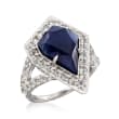 5.00 Carat Sapphire and 1.90 ct. t.w. White Topaz Ring in Sterling Silver
