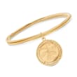 Italian 18kt Gold Over Sterling Replica Lira Coin Rolling Bangle Bracelet