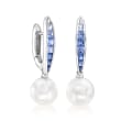 Mikimoto &quot;Ocean&quot; 8mm A+ Akoya Pearl and .90 ct. t.w. Sapphire Drop Earrings in 18kt White Gold
