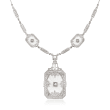 C. 1950 Vintage Rock Crystal and .33 ct. t.w. Diamond Drop Necklace in 14kt White Gold