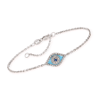 Diamond- and Sapphire-Accented Evil Eye Bracelet in 14kt White Gold