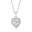 2.20 ct. t.w. CZ Heart Pendant Necklace in Sterling Silver