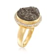 Gray Drusy and .30 ct. t.w. White Zircon Ring in 18kt Yellow Gold Over Sterling