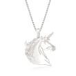 Italian Sterling Silver Unicorn Diamond-Cut Pendant Necklace