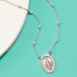 Italian Sterling Silver Miraculous Medal Bead Station Necklace