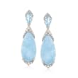 17.30 ct. t.w. Milky Aquamarine and .48 ct. t.w. White Topaz Drop Earrings in Sterling Silver
