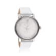 Swarovski Crystal Crystalline Hours Women's Stainless Steel Watch with Crystals and White Leather