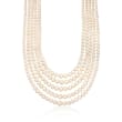 4-8.5mm Cultured Pearl Five-Strand Layered Necklace with Sterling Silver