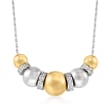Sterling Silver and 14kt Yellow Gold Bead Necklace with .35 ct. t.w. Diamonds