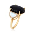 Black Onyx and Mother-Of-Pearl Ring with .16 ct. t.w. Diamonds in 14kt Yellow Gold