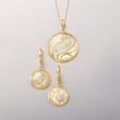 Mother-Of-Pearl Swirl Earrings in 14kt Yellow Gold 