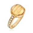 C. 1990 Vintage 11.5x4mm Cognac Quartz and .35 ct. t.w. Diamond Ring in 18kt Yellow Gold