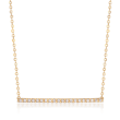 Italian 14kt Yellow Gold Bar Necklace with White Zircon Accents