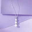 6-8.5mm Cultured Pearl and .10 ct. t.w. Diamond Pendant Necklace in Sterling Silver