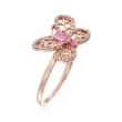.22 ct. t.w. Pink Sapphire and .15 ct. t.w. Diamond Butterfly Ring in 14kt Rose Gold