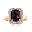 10x8mm Black Onyx and .10 ct. t.w. Diamond Ring in 14kt Yellow Gold