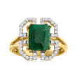 2.10 Carat Emerald and .40 ct. t.w. White Topaz Ring in 14kt Gold Over Sterling