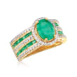 2.30 ct. t.w. Emerald and .70 ct. t.w. White Zircon Ring in 18kt Gold Over Sterling