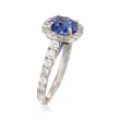 C. 1990 Vintage 1.50 Carat Sapphire and .85 ct. t.w. Diamond Ring in 14kt White Gold