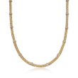 14kt Yellow Gold Wheat Chain Station Necklace with .10 ct. t.w. Diamonds