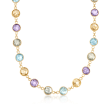 48.00 ct. t.w. Multi-Stone Necklace in 14kt Yellow Gold Over Sterling