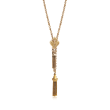 C. 1920 Vintage 14kt Yellow Gold Tassel Necklace With Adjustable Slider