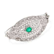 3.25 ct. t.w. Diamond and 1.05 Carat Emerald Filigree Bangle Bracelet in 18kt White Gold