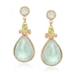 Green Jade and .47 ct. t.w. Peridot Drop Earrings in 18kt Gold Over Sterling