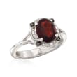 2.20 Carat Garnet Ring with Black and White Diamond Accents in Sterling Silver