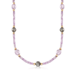 8-9mm Cultured Tahitian Pearl and 36.50 ct. t.w. Amethyst Bead Necklace with 14kt Yellow Gold