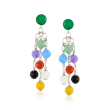 Multicolored Jade Drop Earrings in Sterling Silver