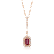 .60 Carat Ruby and .33 ct. t.w. Diamond Pendant Necklace in 14kt Rose Gold