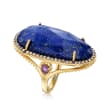Lapis Ring With .40 ct. t.w. White Topaz and .20 ct. t.w. Amethyst in 18kt Gold Over Sterling Silver