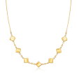 14kt Yellow Gold Diamond-Shaped and Beaded Necklace